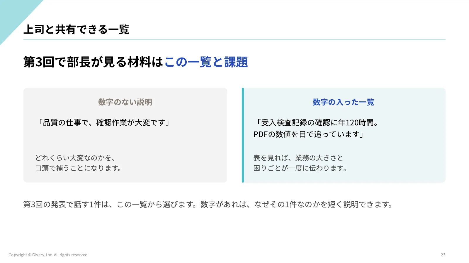 23ページ 上司と共有できる一覧