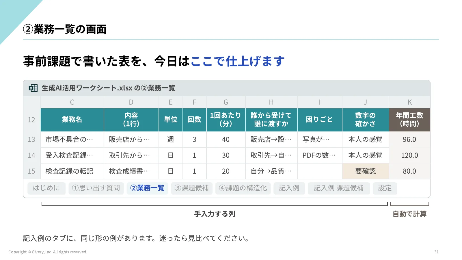 31ページ ②業務一覧の画面