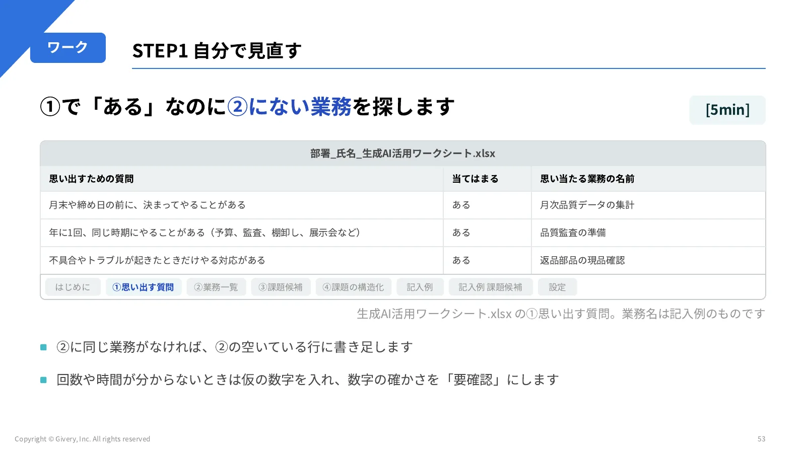 53ページ STEP1 自分で見直す