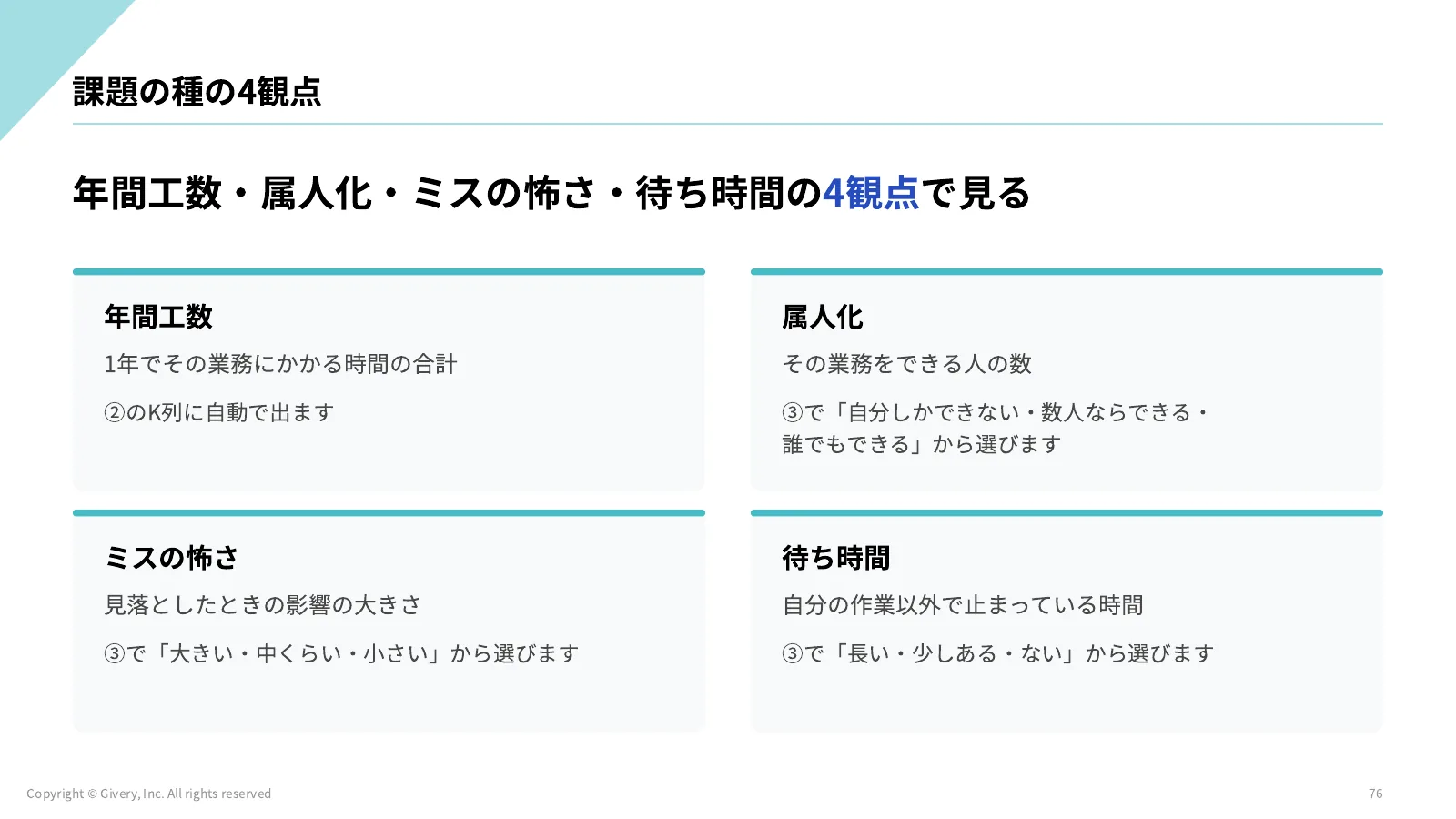 76ページ 課題の種の4観点